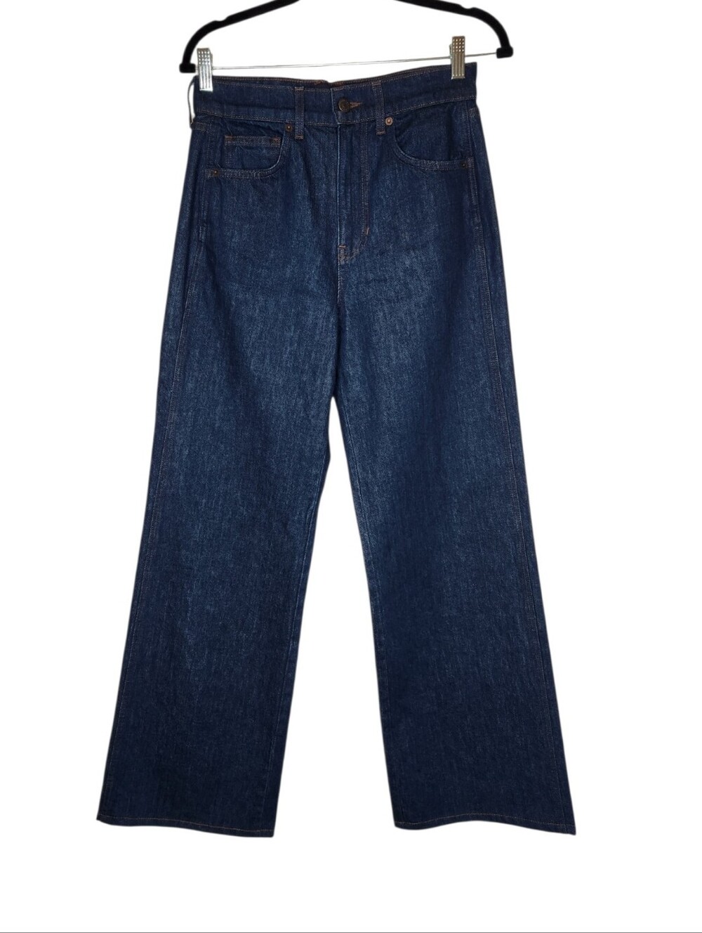 Veronica Beard Taylor Relaxed Wide Leg High Rise Jeans in Rodeo Clean Wash 27